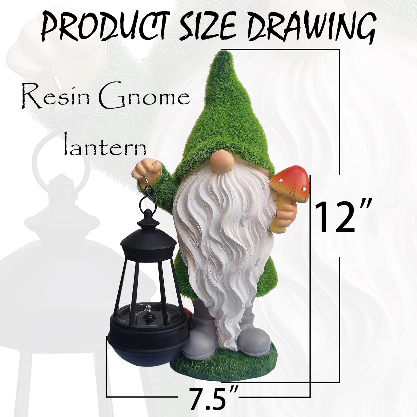 VIOYOUNS Solar Gnomes Garden Statues,Resin Gnome Figurine Holding Mushroom and Solar Lights Lantern,Outdoor Yard Art Decorations for Garden Patio Lawn