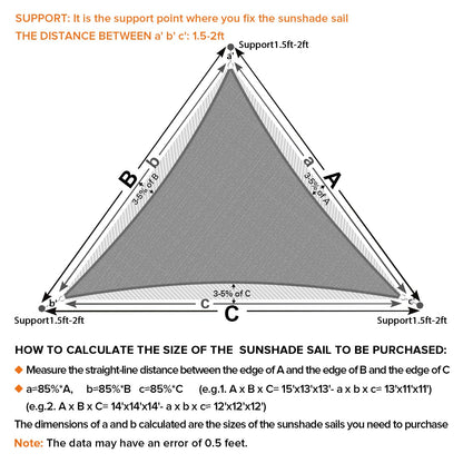 Artpuch 12'X12'X17' Curved Triangle Sun Shade Sail UV Block Mesh 185 GSM Commercial Sliver Grey Outdoor Shade Cover for Backyard, Pergola (Customizable Sizes)