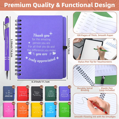 Bermoge 40 Pcs/20 Sets Employee Appreciation Gifts Bulk, Inspirational Notebooks with Motivational Pens for Staff, Thank You Gifts for Coworkers, Teachers,Team, Nurse, DSP, Office, School, Christmas