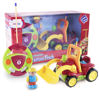 Haktoys Remote Control Bulldozer Toy for Toddlers – Easy RC Construction Tractor with Blade for Boys & Girls Ages 18 Months and Up | First Remote Control Vehicle for Kids