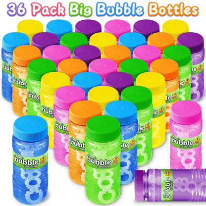V-Opitos 36 Pack Bubble Bottles with Wands in 6 Colors, 4oz Bubbles Solution, Bubble Party Favors for Kids, Birthday, School Classroom Prizes for Boys & Girls, Ideal Goodies Bag Stuffers