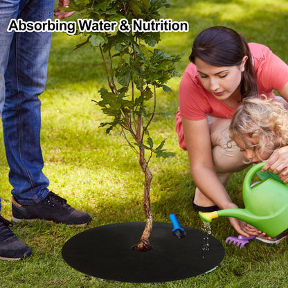 Tezhile 8 Pack Non-Woven Tree Mulch Ring 20.5 Inch, Round Mulch Ring Tree Protector Mat with 20 Garden Stakes, Reusable Heavy Duty Weed Barrier Fabric for Weed Control Root Protection