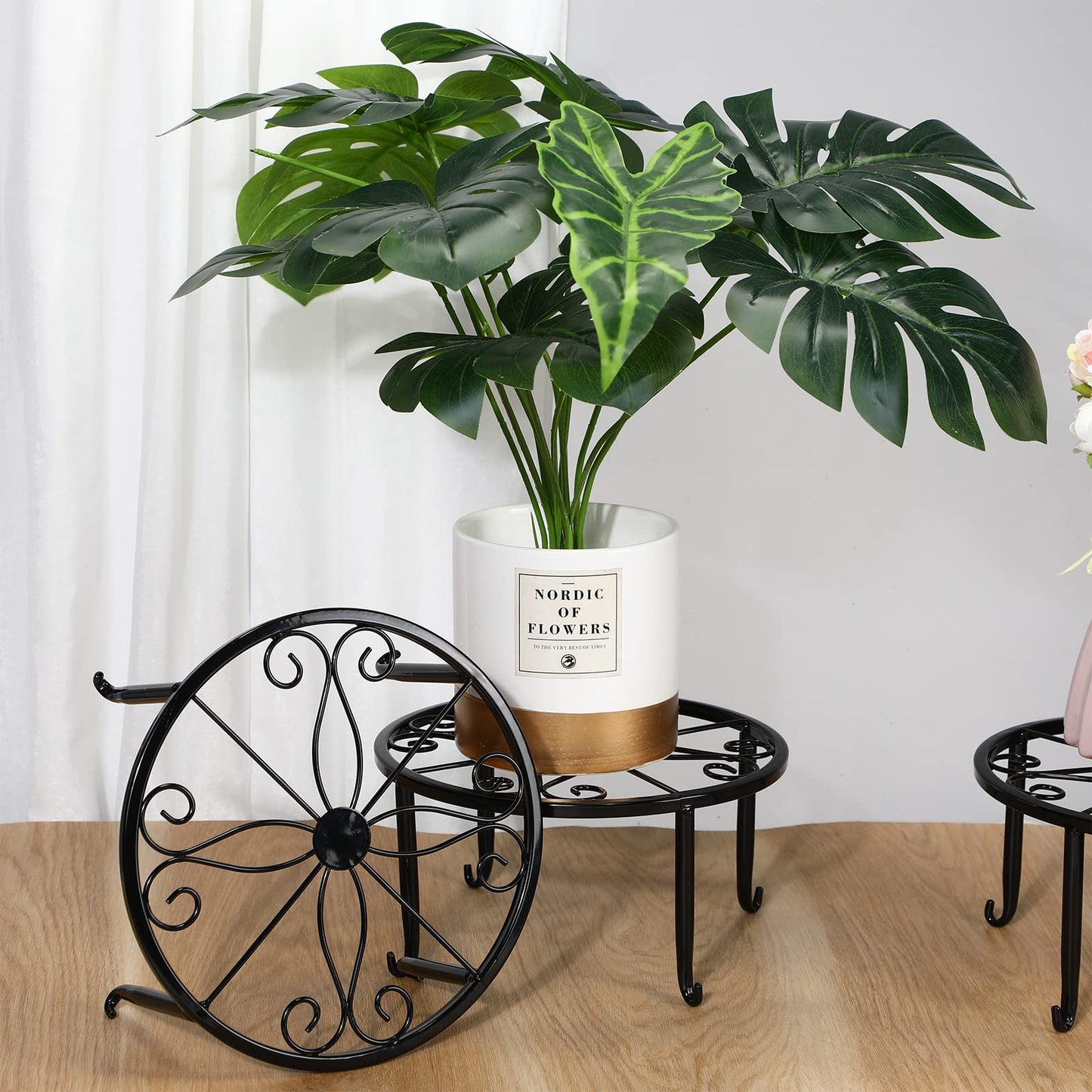 Handepo 8 Pack Metal Plant Stands for Flower Pot Outdoor Indoor Plant Stand Iron Round Circle Plant Shelf Rustproof Plant Display Rack for Planter Supports Home Garden Container