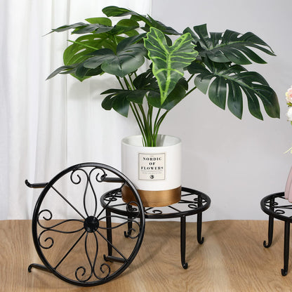 Handepo 8 Pack Metal Plant Stands for Flower Pot Outdoor Indoor Plant Stand Iron Round Circle Plant Shelf Rustproof Plant Display Rack for Planter Supports Home Garden Container