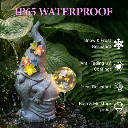 Acgarten Solar Funny Garden Gnome Statue: Outdoor Sculpture Lights for Yard Lawn Porch Balcony Patio Home Decor - Mothers Day Gifts for Mom Women Grandma