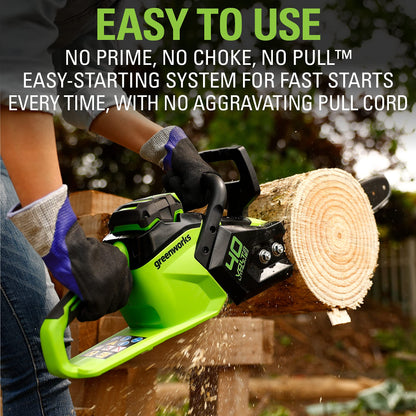 Greenworks 40V 14-Inch Cordless Chainsaw, 2.5Ah Battery Included (Great For Storm Clean-Up, Pruning, and Camping)