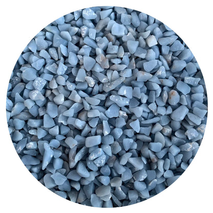 WHOLESALE Natural Semi Tumbled Angelite Gemstone Chips, Crushed Mini Crystals, Undrilled Crystal Chips (Angelite, 0.5 Pound)