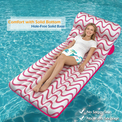 Jasonwell Inflatable Pool Float Adult - Ultra-Comfort Soft Fabric Pool Floaties Lounge Floats Floating Chair Raft with Adjustable Backrest Air Water Lounger Tanning Float for Pool Beach Party (Wave)