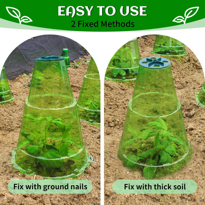 Garden Cloches for Plants, 20 Pack Garden Cloche with Rotary Vent, Reusable Bell Plant Covers with 40Pcs Ground Stakes, Plant Cloche Protectors from Animals Snails Birds Chickens, 7.9" H X 6.7" D