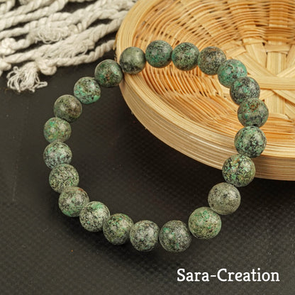 sara creation Tibetan Texture Turquoise Stone Bead Bracelet - Adjustable Natural Gemstone Bracelets - Healing For Girl Women Men