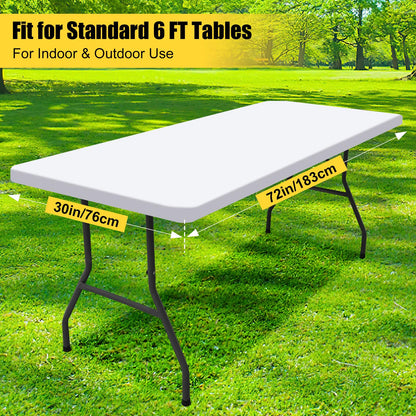 Smiry 2 Pack Rectangle Picnic Table Cloth, Waterproof Elastic Fitted Tablecloths, Washable Polyester Rectangular Patio Table Cover for Camping, Indoor and Outdoor (White, 30"x72")