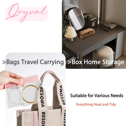 Qryval Jewelry Organizer and Storage Box with 24 EVA Anti Tarnish Bags, Travel Acrylic Case for Earrings, Necklaces & Rings, Elegant Gift for Women & Girls (S&Organizer(Clear))