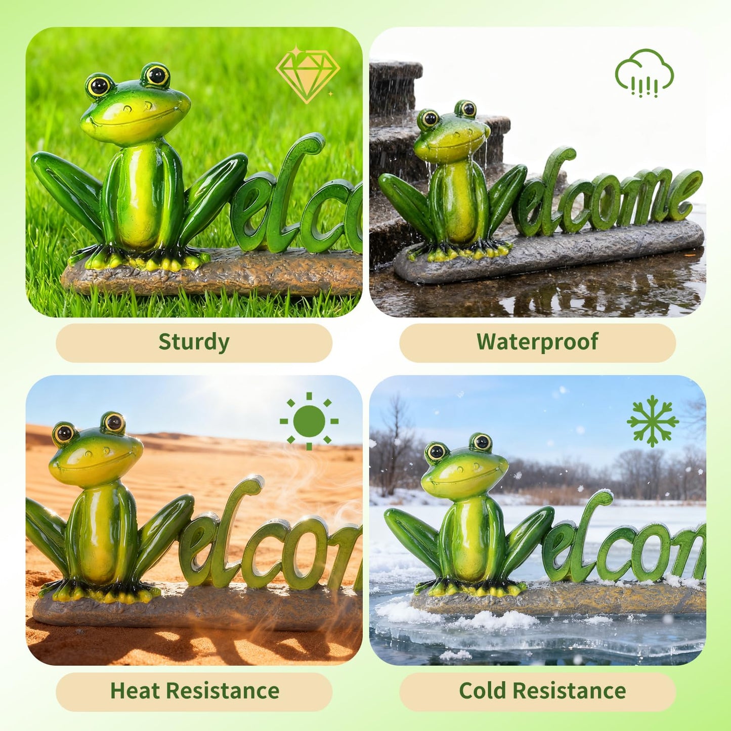 feliend Frog Welcome Statue Outdoor,Resin Creative Decoration,Garden Entryway Decor,Cute Personalized Home Front Porch