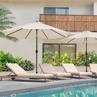 LUE BONA 10FT Patio Umbrella, Waterproof Outdoor Market Umbrella with Easy Crank & Tilt, Patio Table Umbrella for Deck Garden Backyard Pool, Beige