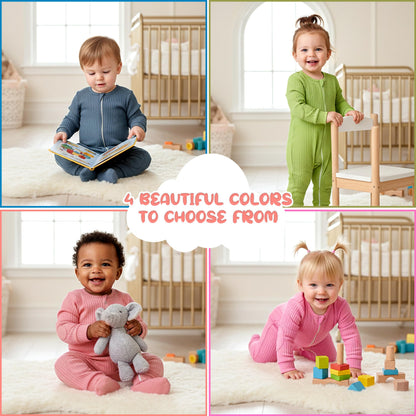 NurtureNauts® Crawling Baby Romper with Built-in Knee & Elbow Pads - 100% Cotton, 2-Way Zipper, Tagless for Active Babies (Pastel Pink, 12–18 Months)