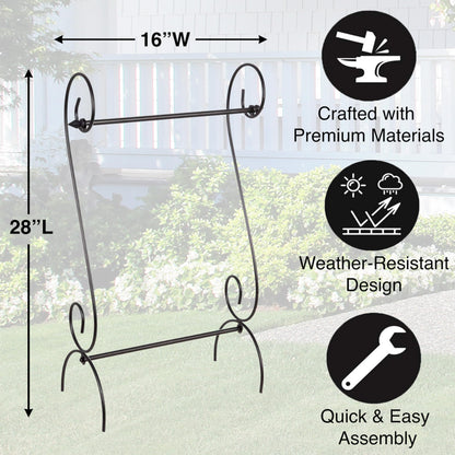Evergreen Scroll American Garden Flag Stand | Premium Metal Iron Flag Holder Stand | Fits 12x18 Garden Flags for Outside | Weatherproof Outdoor