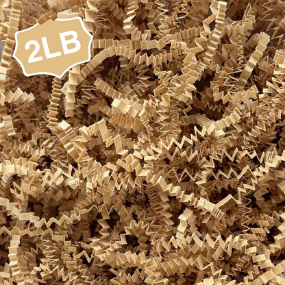 Corlcol 2LB Crinkle Cut Paper Shred Filler for Bag Gift Box Basket Confetti Paper Shreded Stuffing Decoration for Christmas Day Holiday Party(Kraft)