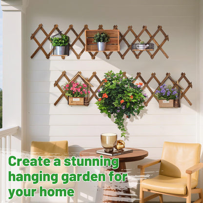 Pack of 2 Extra Thick Wooden Wall Trellis- Expandable Wall Planter Lattice Panels for Climbing Plants, Hanging Vertical Plant Support Fence Frame Outdoor Indoor for Balcony Patio Garden Room
