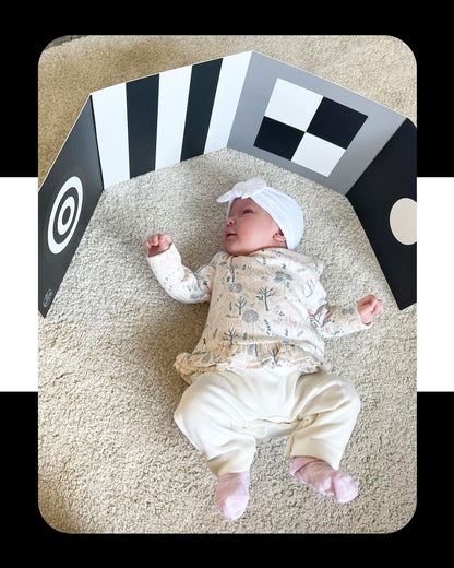Samuel Sensory Board for Babies - Supersized Black and White Baby Cards for Developmental Newborn Tummy Time Toys - 100cm Newborn Black & White Toys for 0-3 Months & Older - Thick Stand Up Board No. 1