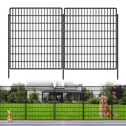 10 Panels Garden Fencing Animal Barrier, 33 in(H) X 24 ft(L) Dog Fence Outdoor for Yard Rustproof No Dig Decorative Tall Garden Fence Metal Wire Panel Border Patio Rabbit Ground Stakes Fencing