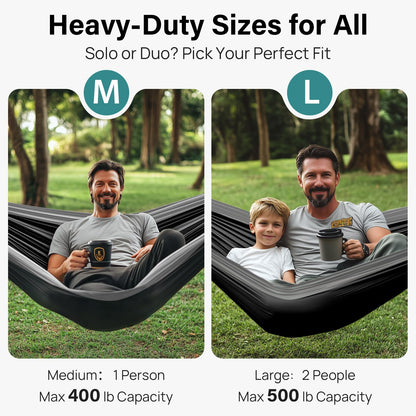 Kootek Camping Hammock 500 lbs Capacity, Portable Hammocks with Tree Straps & Attached Carry Bag, Camping Essentials Gear, Perfect for Outside Indoor Hiking Beach Backpack Travel
