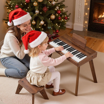 VEVOR Kids Piano Keyboard, 37 Key Wooden Digital Piano for Kids, Mini Music Educational Instrument Toy Set with Realistic Sound, Dual Power, Adjustable Volume for Toddlers, Boys Girls Learning,Walnut