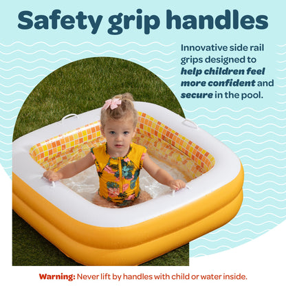 3-in-1 Inflatable Baby Pool, Bathtub & Ball Pit for Toddlers 1-3, Patented Safety Secure Grip Handles, Soft Floor & Drain - Summer Water Toys, First Birthday Gifts, Kiddie Pool for Ages 1 2 3, 34"x10"