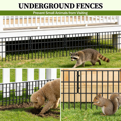 17in (H) x 27ft (L) Garden Fence Animal Barrier, 25 Panels Decorative Garden Fence Border, No Dig Garden Fence Panels, 1.3in Gap Rustproof Metal Stakes, Ground Defense Border Fence for Outdoor, Yard