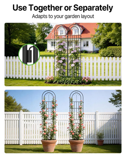 Suteck Garden Trellis for Climbing Plants Outdoor, 87" H x 20" W, 2 Pack Metal Garden Trellis with Rustproof Powder-Coated, Rose Trellis for Patio Lawn Yard, Flower & Vegetable Support