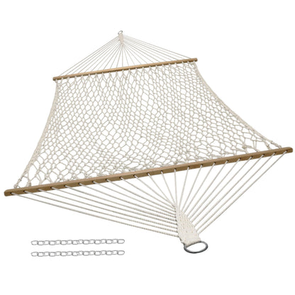 Sunnydaze Cotton Rope Hammock for Outside - 450-Pound Capacity Indoor or Outdoor Hammock with Spreader Bars - Natural