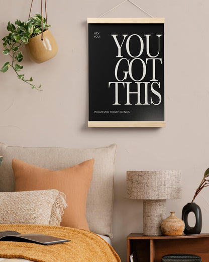 FGFK Inspirational Wall Art Poster Hanger Frame, You Got This Positive Affirmation Motivational Quote Canvas Prints Framed Wall Decor for Home Living Room Office, 12x16 Inch