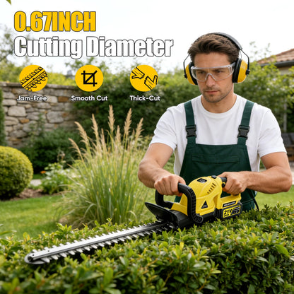22'' Cordless Hedge Trimmer - 2x4.0AH Batteries & Charger, SK5 Dual-Action Blade Hedge Clippers Handheld, 180° Rotating Handle, 4.1Lbs Electric Hedge Trimmer for Yard/Garden