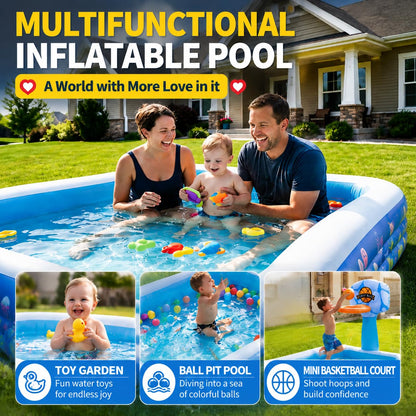 Inflatable Swimming Pool,120" x 72" x 24" Kiddie Pools, Family Lounge Pools Thickened Above Ground Family Pool for Summer Water Party, Backyard, Garden Lawn