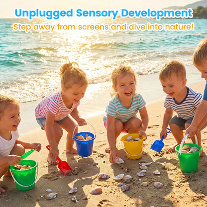 Shindel 28Sets Sand Buckets and Shovels for Kids, Beach Buckets Travel Sand Toys, Beach Essentials, Fun Summer Activities