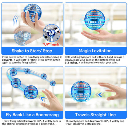 ENJSD 2025 Flying Orb Ball, Boomerang Hover Space Ball Flying Spinner, Orb Drone Orbit, Cool Toys Kids for 6 7 8 9 10+ Year Old Boys Girls Teens, Indoor Outdoor Toys