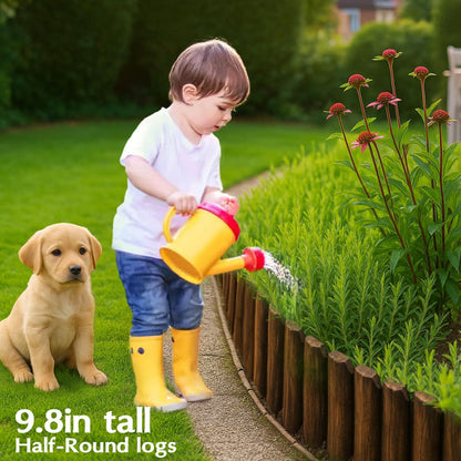 Wood Garden Edging for Landscaping – Half-Round Border Fence for Flower Beds， Pathways & Patio， Natural Decorative Wooden Panels for Garden Landscaping， 7.8in H x 4.0 ft L (1 Pack)