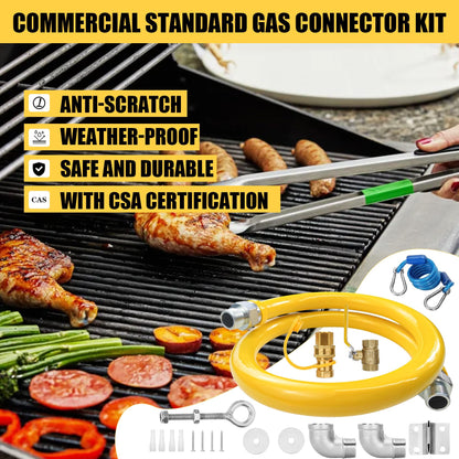 IMOLI Safety System Kit, 3/4" ID Natural Gas Line Hose, 48" Commercial Kitchen Gas Hose, Mobile Gas Connector Hose Kit with 2 Elbow Fittings, 3/4 Flexible Gas Hose