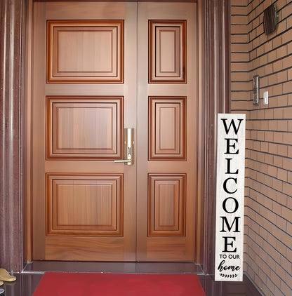 Vertical Wood Welcome Sign for Front Porch Vertical Decorative Sign Front Door Outdoor Indoor Welcome Sign 47.2x7.8 Inch Large Farmhouse Style(White)