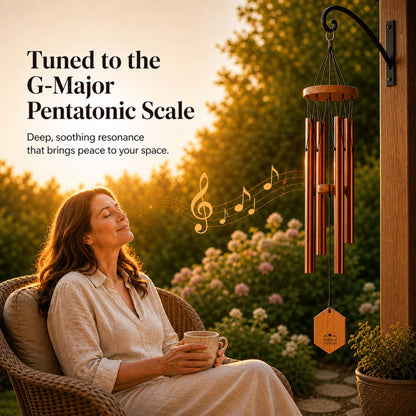 Red Deep Tone Wind Chime – Outdoor Sympathy & Memorial Gift for the Loss of a Loved One, Memorial Wind Chimes, Thoughtful Sympathy Gift for Bereavement and Remembrance. 29" Copper Red