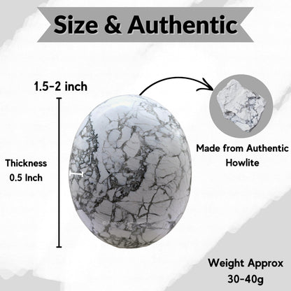 Amazing Gemstone Howlite Crystals and Healing Stones - Large Palm Stone Crystals Piedra - Crystal for Good Luck, Balanced Positive Energy, Meditation - Unique Stocking Stuffers Gifts for Women, Men