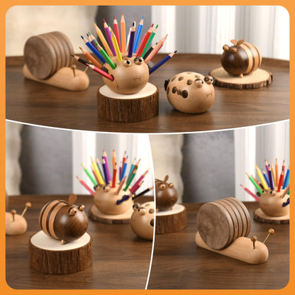 Damuzhi Pen Holder For Desk Pencil Holder Wooden Pufferfish- Funny Small Gifts For Kids, Unique Gifts For White Elephant Gift Steacher Gifts