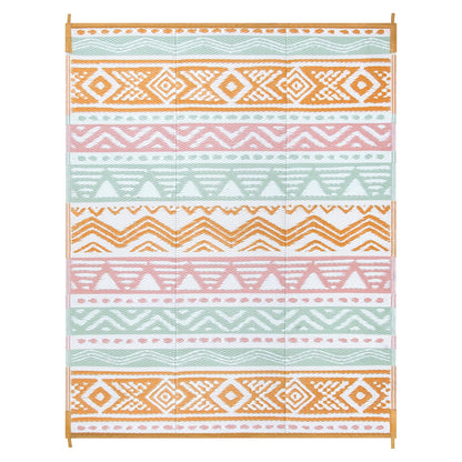 Lahome Outdoor Rug 8x10 Patio Waterproof, Reversible Outdoor Plastic Straw Rug for Camping, Large RV Outdoor Rugs Outside, Outdoor Carpet for Porch Deck Backyard Picnic(Pink/Orange,8'x 10')