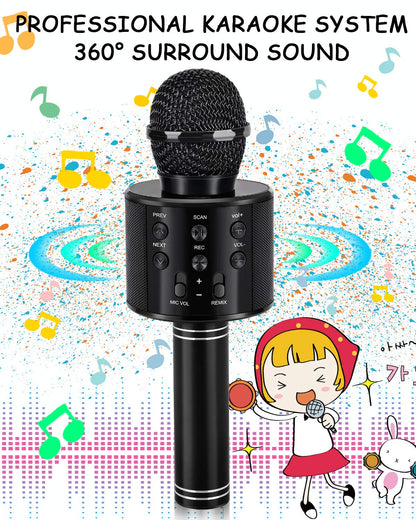 Dodosky Kids Toys Age 3-12, Karaoke Microphone for Kids Birthday Presents Gifts for 5 6 7 8 9 10 11 12 Year Old Girls Boys Toys for 4-11 Year Old Girl Boy Teen - Black