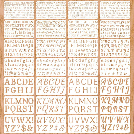 1/3, 1/2, 3/4, 1, 2 Inch Letter Stencils for Painting, 28 Pack Reusable Plastic Alphabet and Number Stencils for Crafts Art Projects