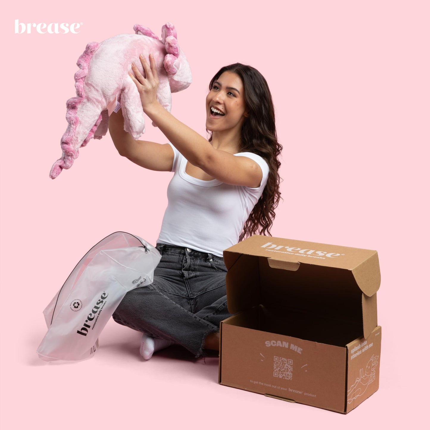 Brease 5 lb Unscented Weighted Pink Axolotl Dragon Stuffed Animal - Soft, Large Plush Toy for Comfort, Calm & Relaxation, Ideal Huggable Companion for Kids & Adults, Perfect Heavy Plushie for All Ages
