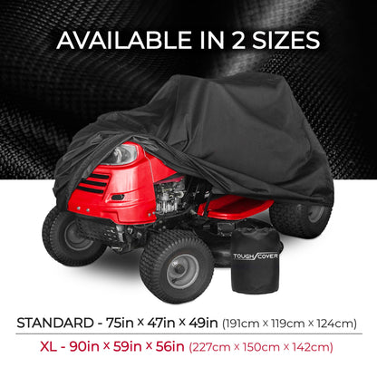 Tough Cover Riding Lawn Mower Cover - 90x56x59 in Black - Waterproof Protection for Zero Turn Mowers - UV & Snowproof Shield for Outdoor Storage - Drawstring Strap & Dust Guard for Tractor Accessories