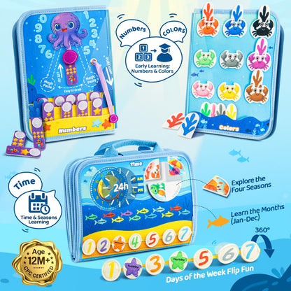 glintey Busy Board Montessori Toys for Toddlers 1-3 Busy Book Sensory Toys for Girls Boys,Airplane Travel Activity Book Toy for 1 2 3 Year Old Birthday Gift,Fine Educational Preschool Learning Toy