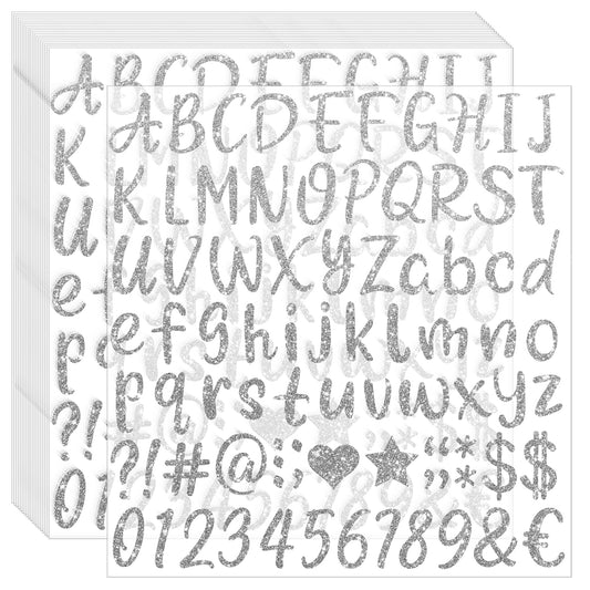 Huimdery 1620Pcs Silver Letter Stickers, 20 Sheets Alphabet Stickers, Vinyl, 1 Inch, Waterproof, ABC, Number, Graduation Cap, Water Bottles, Scrapbook Crafts