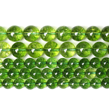 36pcs 10MM Natural Green Peridot Crystal Beads for Jewelry Making Round Loose Spacer Crystal Energy Healing Power Stone Beads DIY Bracelet Necklace Accessories(Green Peridot Crystal, 10mm)
