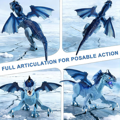 TALGIC Remote Control Dragon, Dragon for Kids with Spraying, Roaring, Swaying Head, Wings, Light-Up Interactive Robot Dinosaur Toys for Boys and Girls, Blue